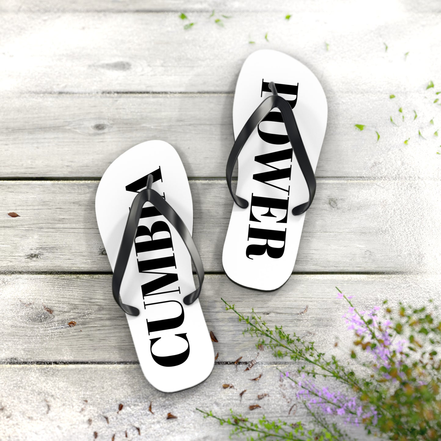 Cumba Power Flip Flops, Summer Footwear, Beach Sandals, Vacation Shoes, Inspirational Summer Flip Flops